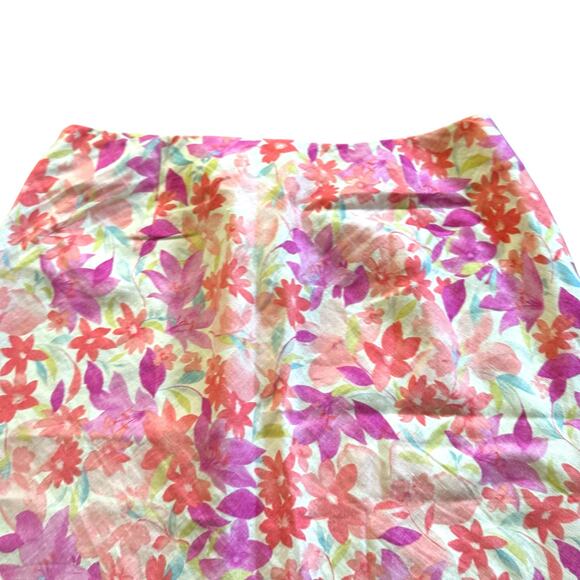LOFT 100% Linen Brightly Colored Colorful Floral Print Lightweight Cool Size 14P - Picture 9 of 10